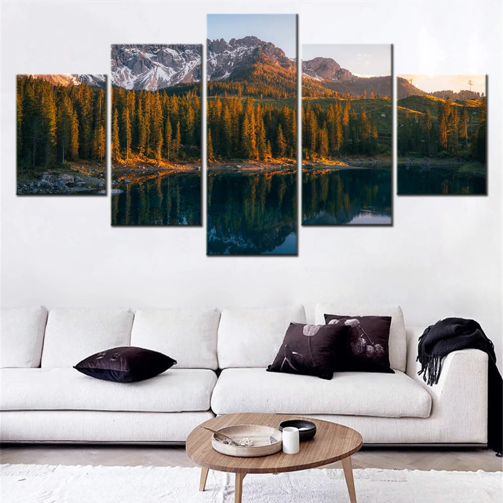 

5 Piece Wall Arts Poster Painting Nature Karersee Lake Serene Wallpaper Modern Pictures For Living Room Mural Landscape Image