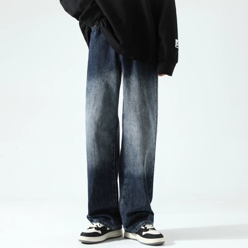 

Men's Fashion Casual Retro Gradient Baggy Jeans Men Streetwear Loose Wide-leg Jeans Hip-hop Straight Denim Trousers Male