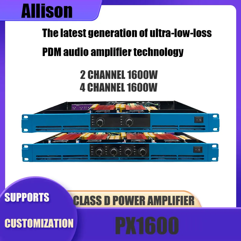 PX1600 디지털 파워 앰프 2/4채널 1600W 전문 오디오 앰프 1U 서브우퍼 앰..