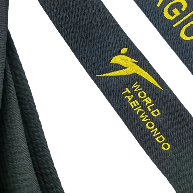Ceinture Noire De Taekwondo Instructeur - Polyester Brodé, Largeur 5 Cm, Personnalisable