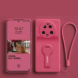 Premium Silicone Soft Phone Case with Holder for Xiaomi 13 Ultra (Light Red)