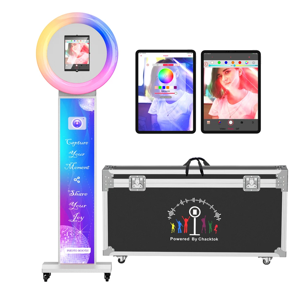 Portable Ipad Photo Booth with Adjustable Ring Light
