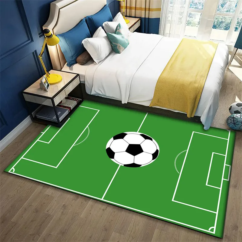 Floor Mat Cartoon Football Field Carpet Sports Theme Play Mat for Boys Girls Soccer Field Gift for Football/Soccer Lovers