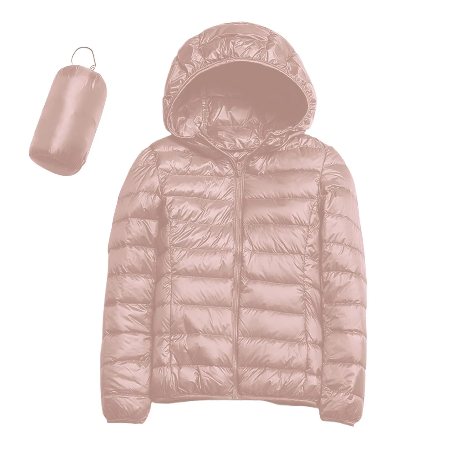 Description Picture 6 of itemWomen Lightweight Hooded down jacket Warm Windproof Winter Coat With Nylon Down Winter Slim Short Hooded Anorak Jacket Women