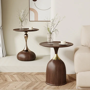 Wood Metal Minimalist Side Table 1