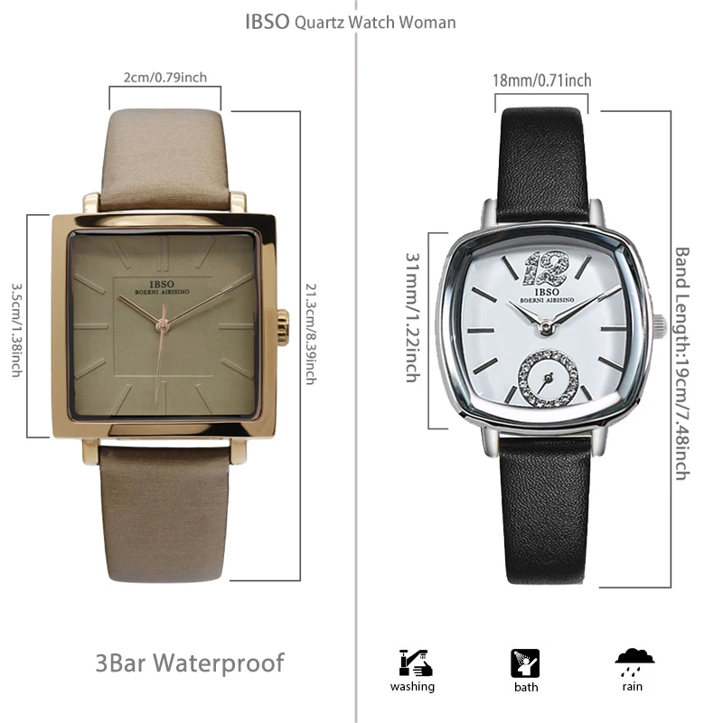 Fashion Women Square Watch Leather Brown Waterproof Vintage Quartz Hand Clock Female Exquisite Original Luxury Wristwatch Ladies
