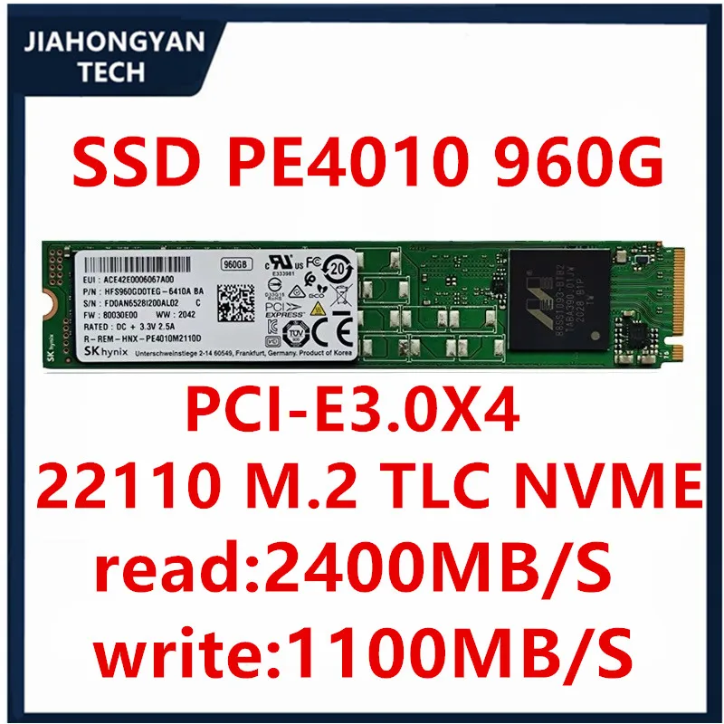 

Оригинальный SSD для Hynix PE4010 960G PCIE NvME 22110 m2 твердотельный накопитель 1 ТБ enterprise SSD