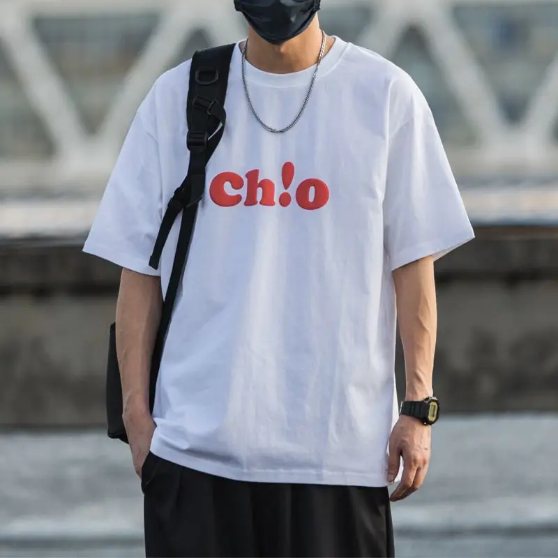 

Summer Korean Y2K printed graphic T-shirt American men's simple Japanese retro personality couple Harajuku half-sleeved top