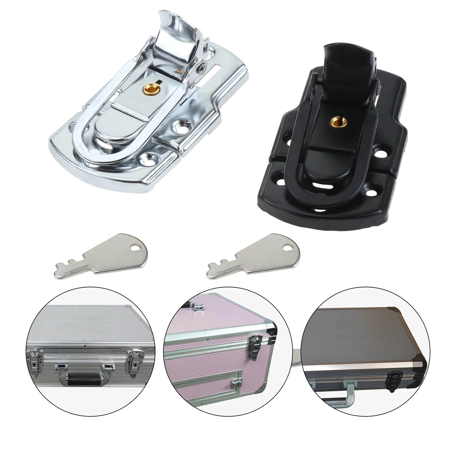 Metal Tools Box Latch Clasp with Keys 89*50mm Cabinet Boxes Toggle Latch Hasp Lock for Suitcase Wooden Cases Aviation Box 1pc