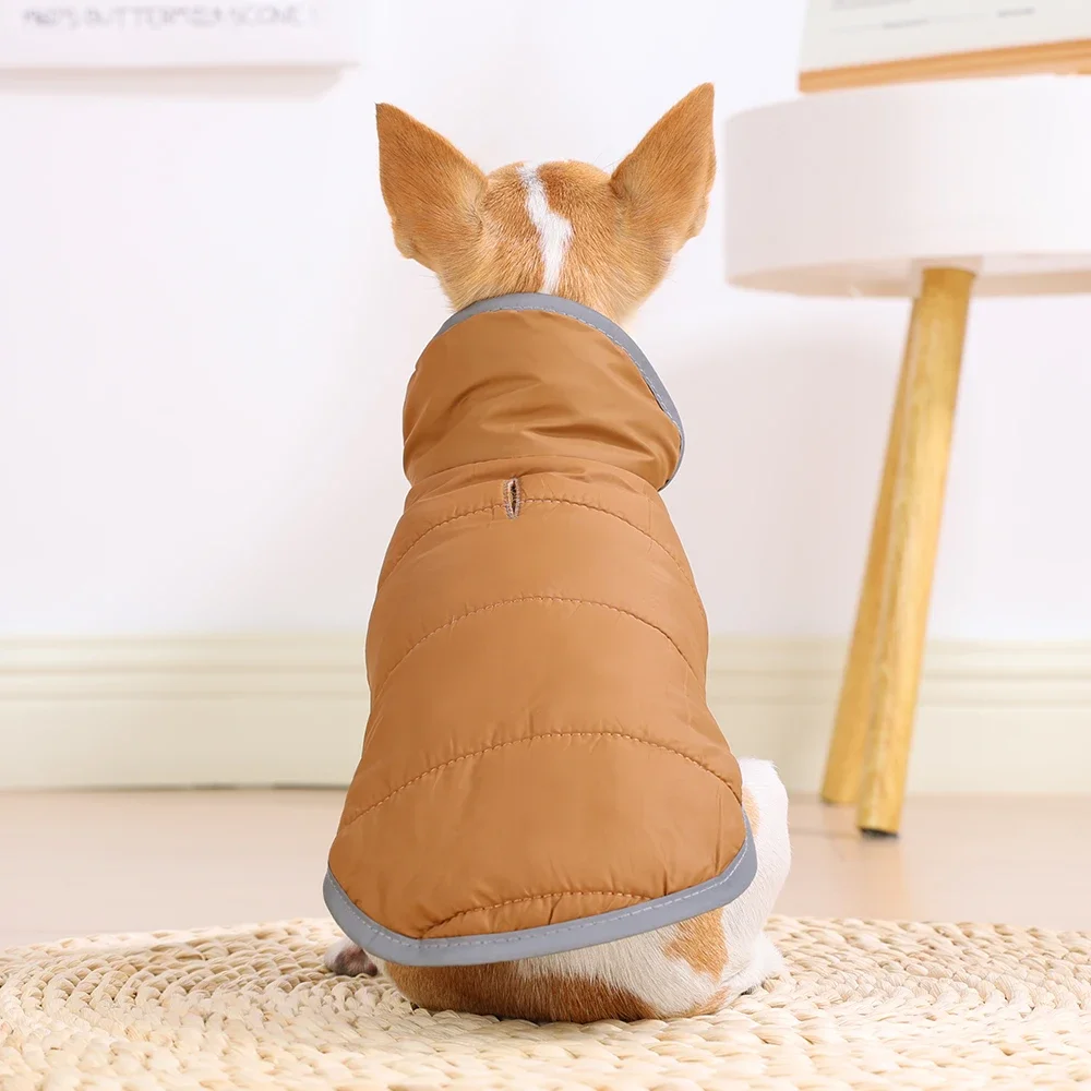 Reversible Dog Coat For Winter Fleece Warm Puppy Jacket With Leash Hole Waterproof Pets Jacket For Small Medium Dogs Chihuahua