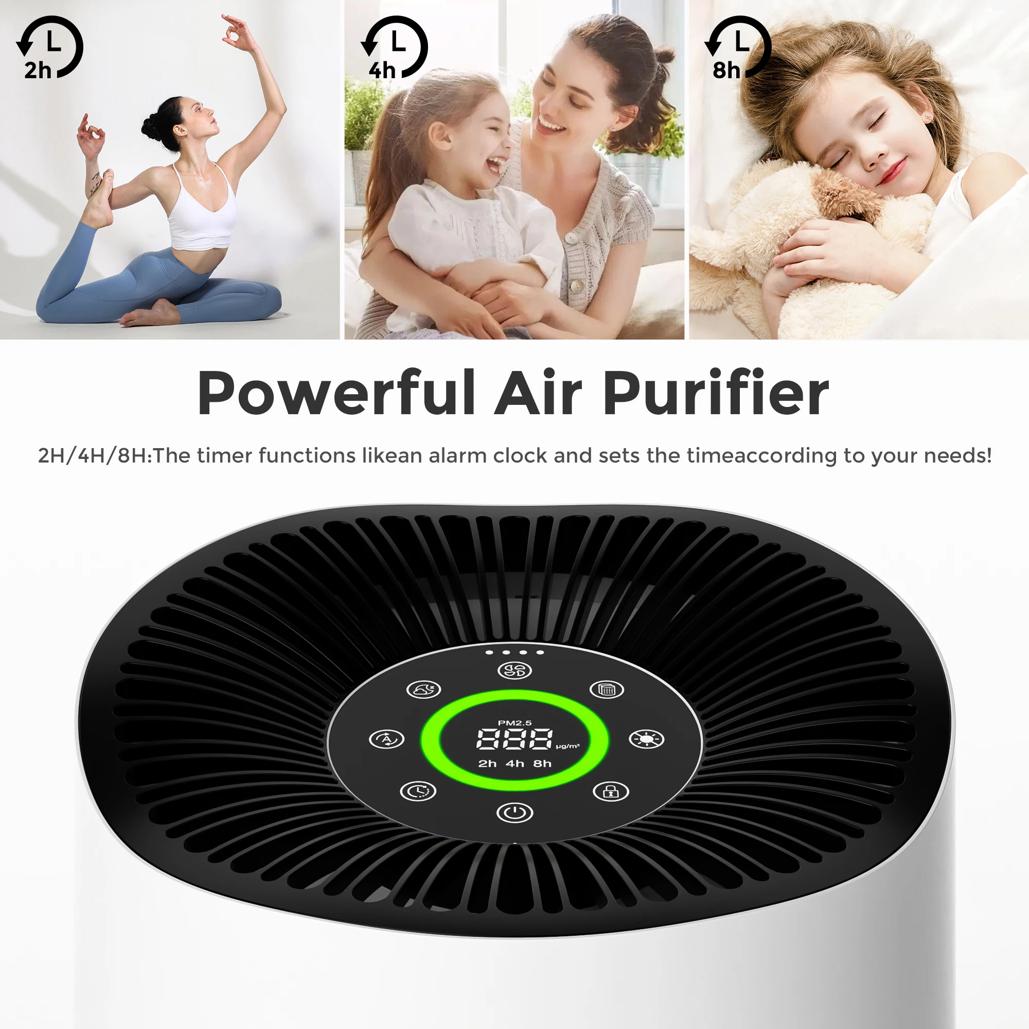 HEPA Air Purifier for Large Rooms for Household HEPA Filter Efficient Purifying Smoke, Pollen, Pet Dander, and Dust Air Purifier 5