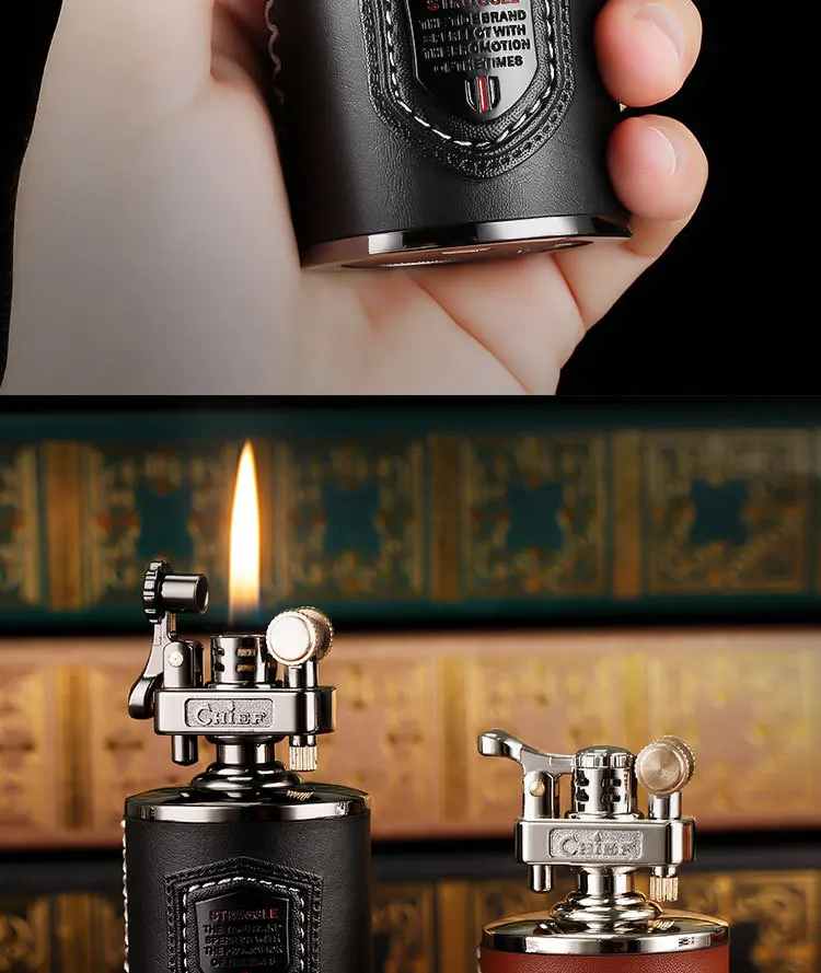 Description Picture 3 of itemCandlestick Kerosene Lighter Windproof Retro Creative Grinding Wheel Lighter Men's Gift Table Decoration Cigar Accessories