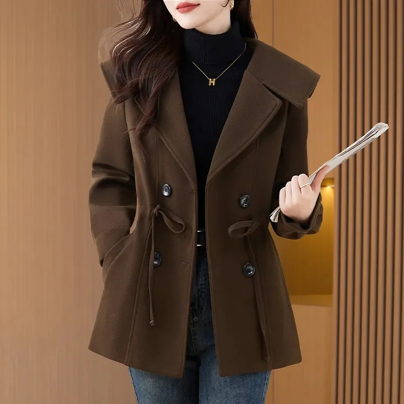 

Suit Woolen Coat Female 2023 New Autumn Winter Fragrance Jackets High Quality Long Overcoat Temperament Wool Jacket Women Tops