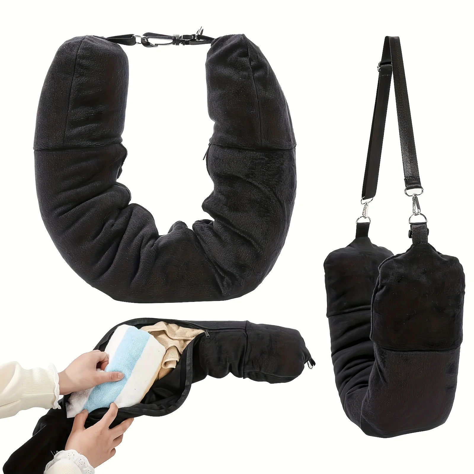 Compact and Versatile Travel Pillow with Clothing Storage