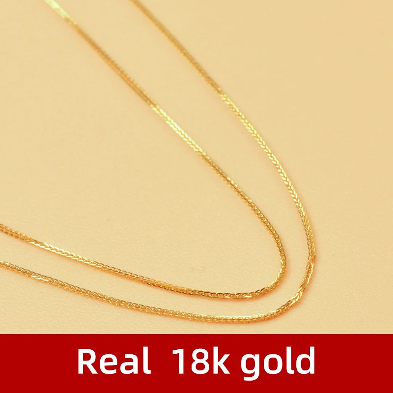 NYMPH Genuine 18K Yellow Gold Chain Fine Jewelry Real au750 Necklace  Pendant 40cm 45cm 80cm Wendding Party Gift For Women X312