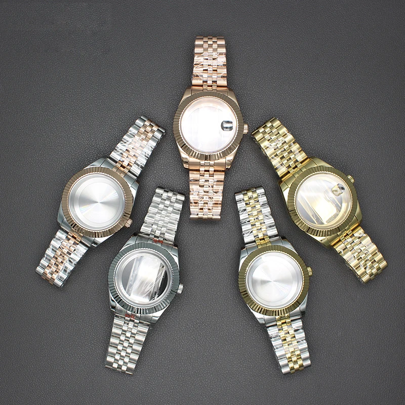 

40mm 36mm Watch Case Strap Sapphire Crystal For Oyster Perpetual Day Date NH34 NH35 NH36 Miyota 8215 Movement 28.5mm Dial Gold