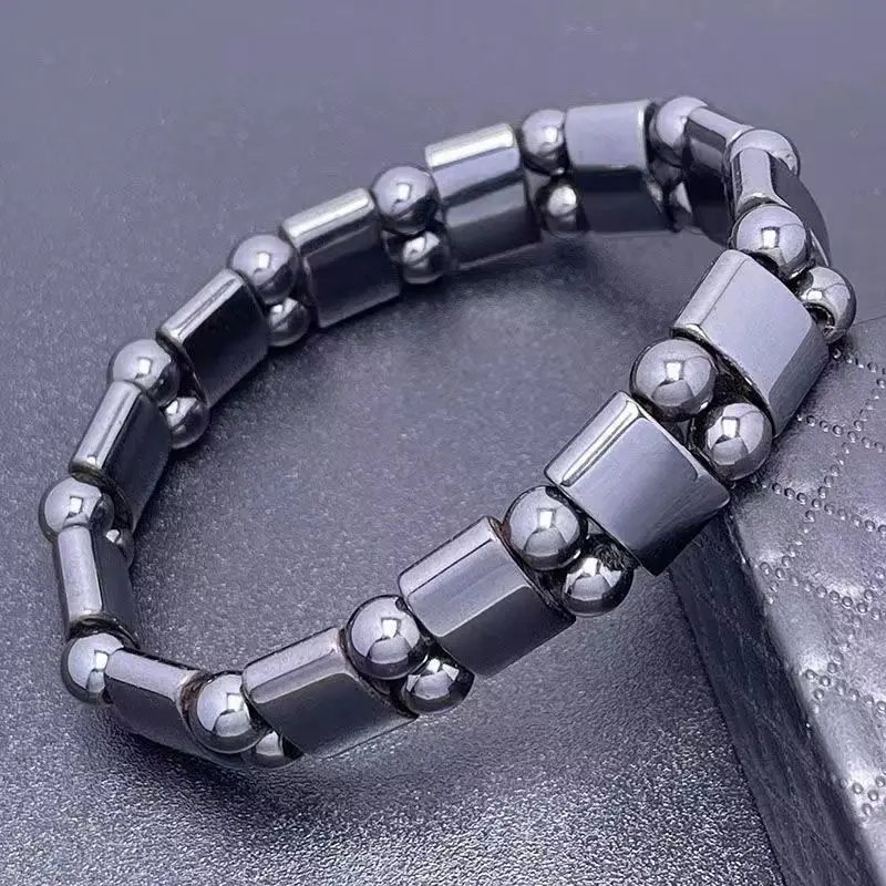 Classical Hematite Energy Beaded Elastic Magnetic Therapy Health Care Loss Weight Bracelets Slimming Health Care For Men Women