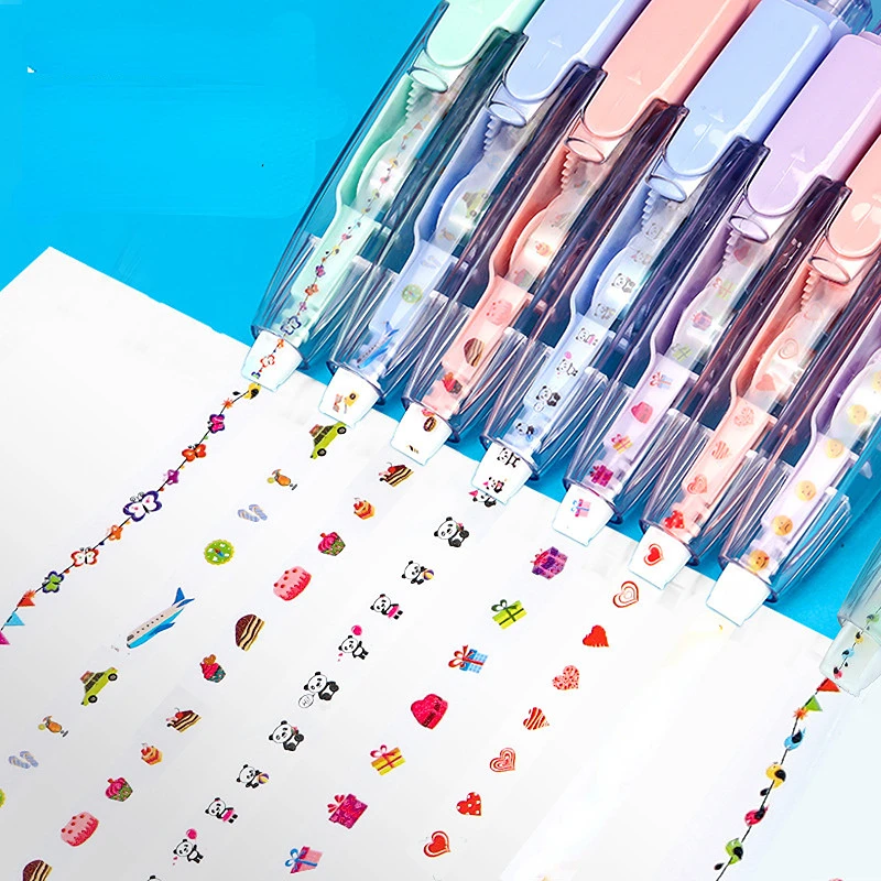 재미있는 어린이 문구 노트북 일기 장식 테이프, 만화 스티커 펜, 라벨 스티커 종이 장식, 어린이 장난감 선물 