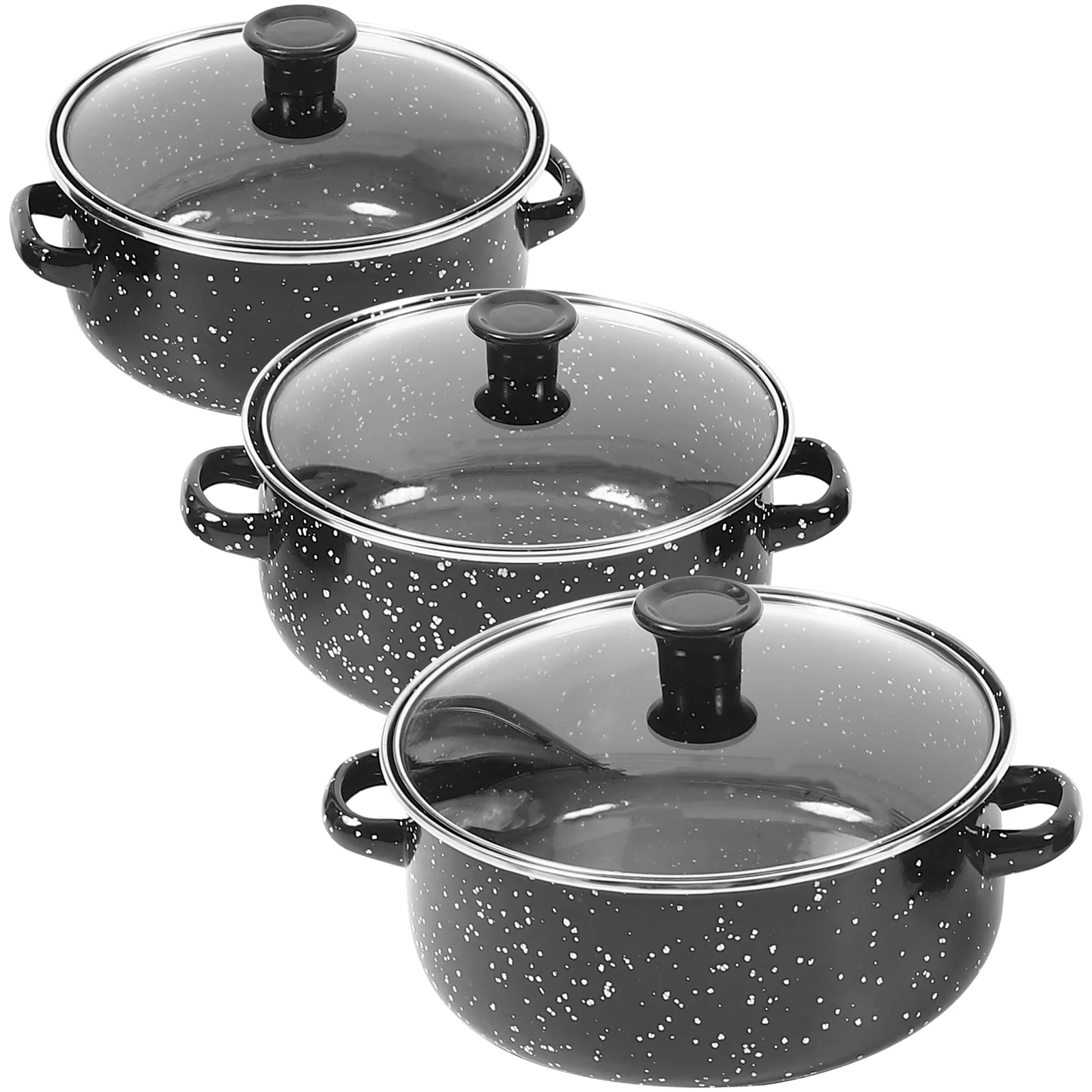 

1set/3pcs Soup Pot Frying Pan Hot Pot Saucepan Stockpot Enamel Cook Stock Pot Instant Noodle Pot With Lid Kitchen Cook Cookware