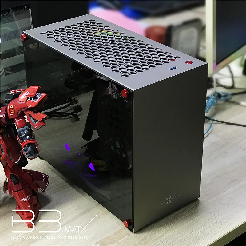 ZZAW Braveman B3 MATX Case for PC Aluminum Alloy Chassis SFX Power with Micro Desktop Mini ITX DIY for Gaming and Home Use