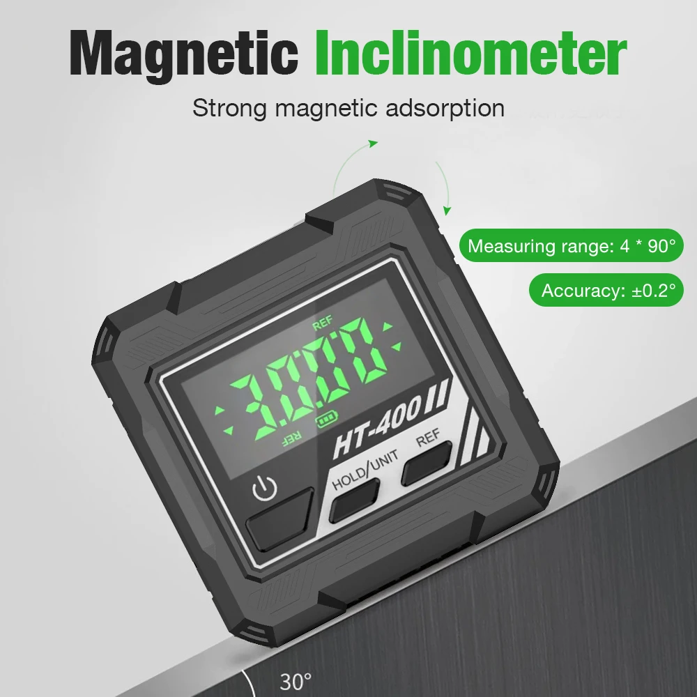 HT-400 4&times;90&deg; Digital Angle Finder Level Box Protractor Bevel Ruler Gauge Inclinometer with Magnetic Based Backlight