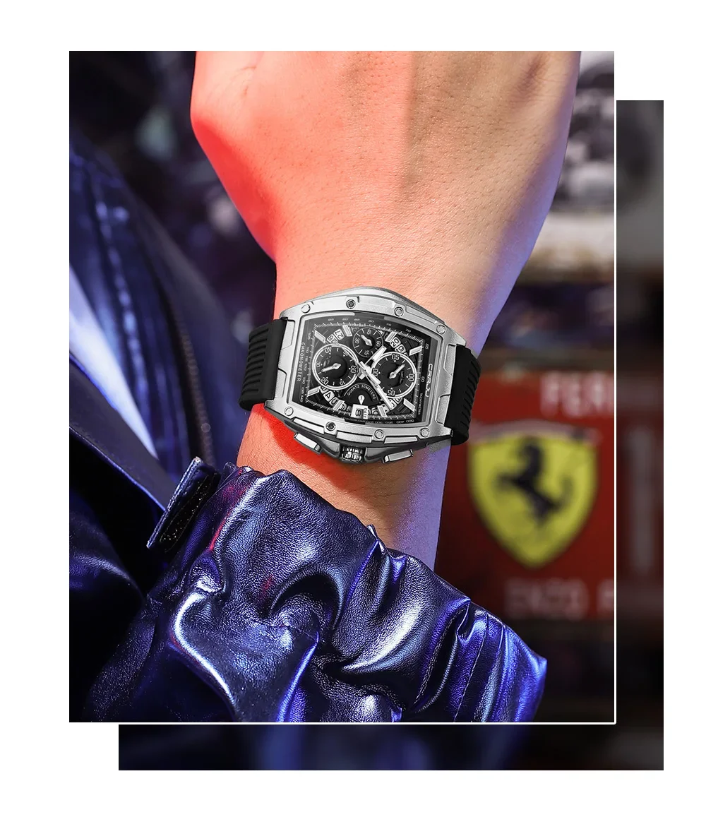 Top Brand Men's Watches Luxury Square Quartz Wristwatch Waterproof Luminous Chro