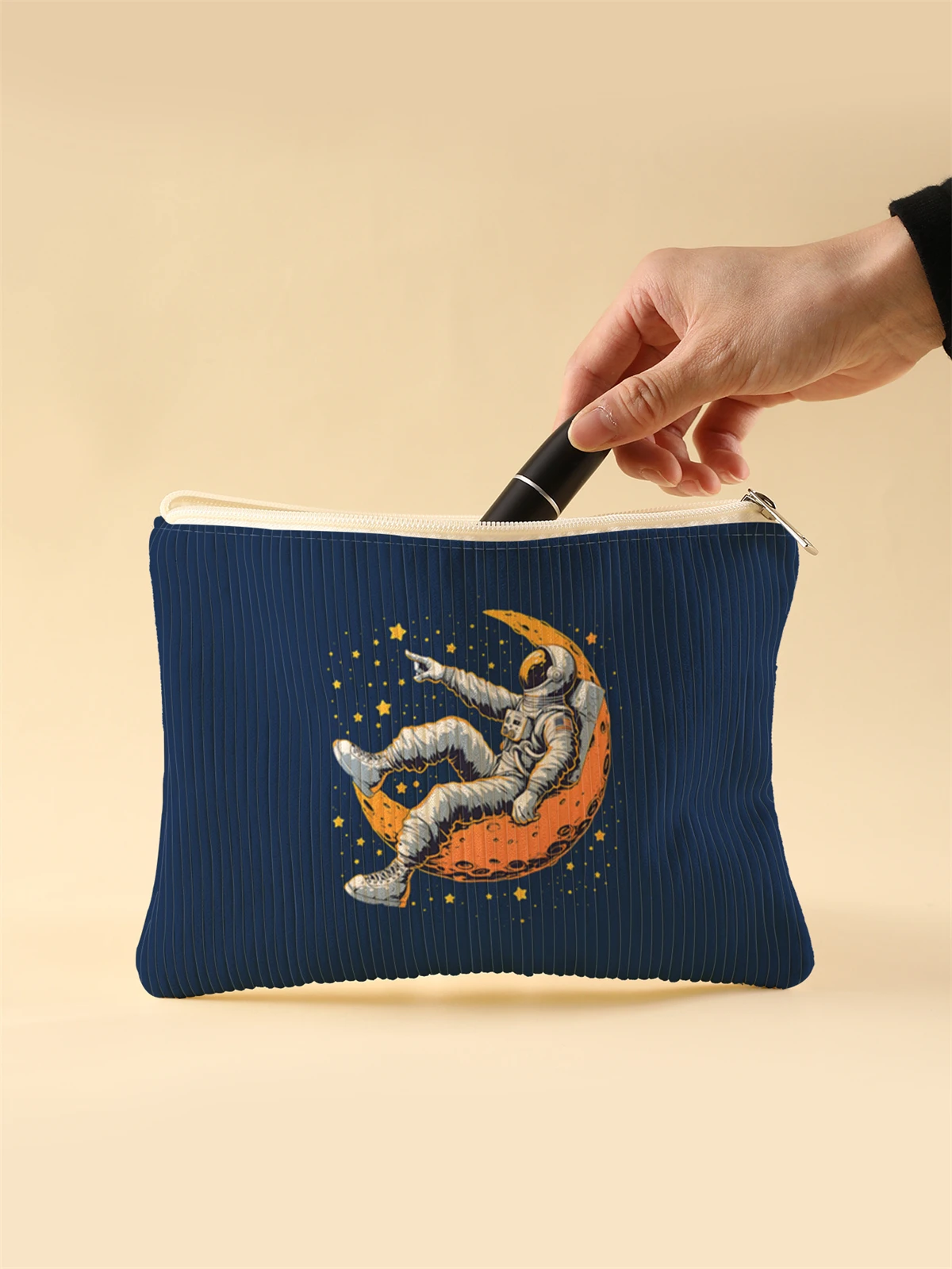 Corduroy Travel Cosmetic Bag Portable Makeup Storage Bag Purses Women Large Capacity Zipper Make Up Organizer Storage Clutch