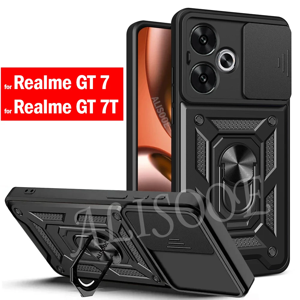 Slide Camera Lens Ring Stand Holder Shockproof Phone Cover