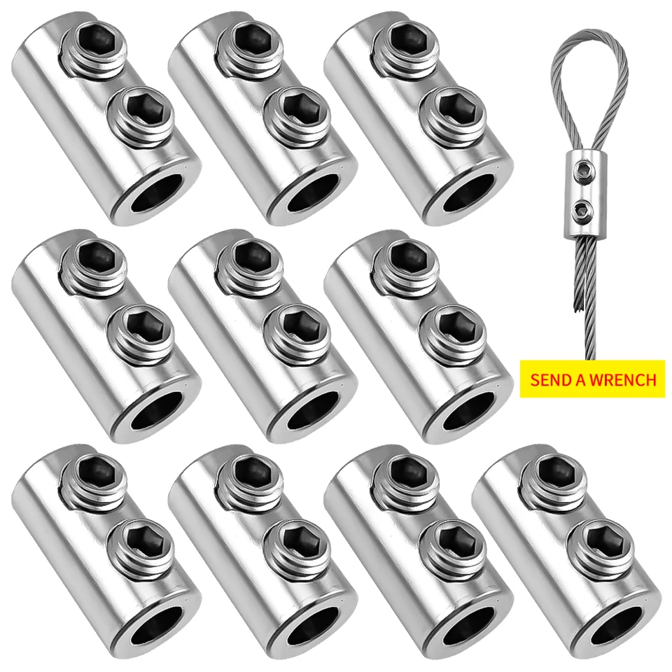 Fissaggio Cavi Versatili Morsetti Fune Metallica HARSKIYER 20 Pezzi - Acciaio Inox 304, 1/8 Pollice, Con Chiave Fissaggio Sicuro Cavi - Foto 6