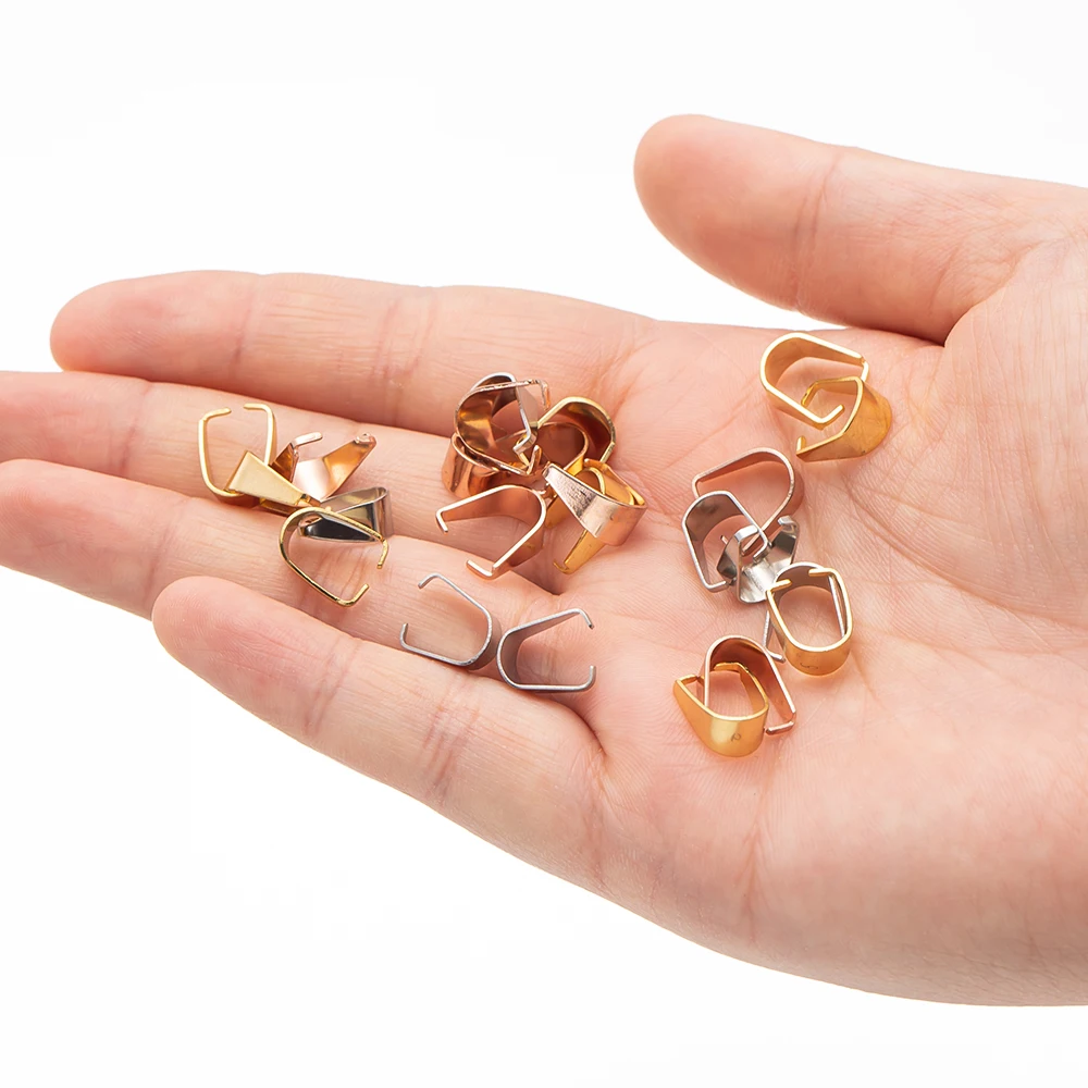 100 Stücke Edelstahl Gold Anhänger Pinch Bail Verschlüsse Haken Clips Stecker Für DIY Anhänger Halskette Schmuck Machen Erkenntnisse – Detail 5