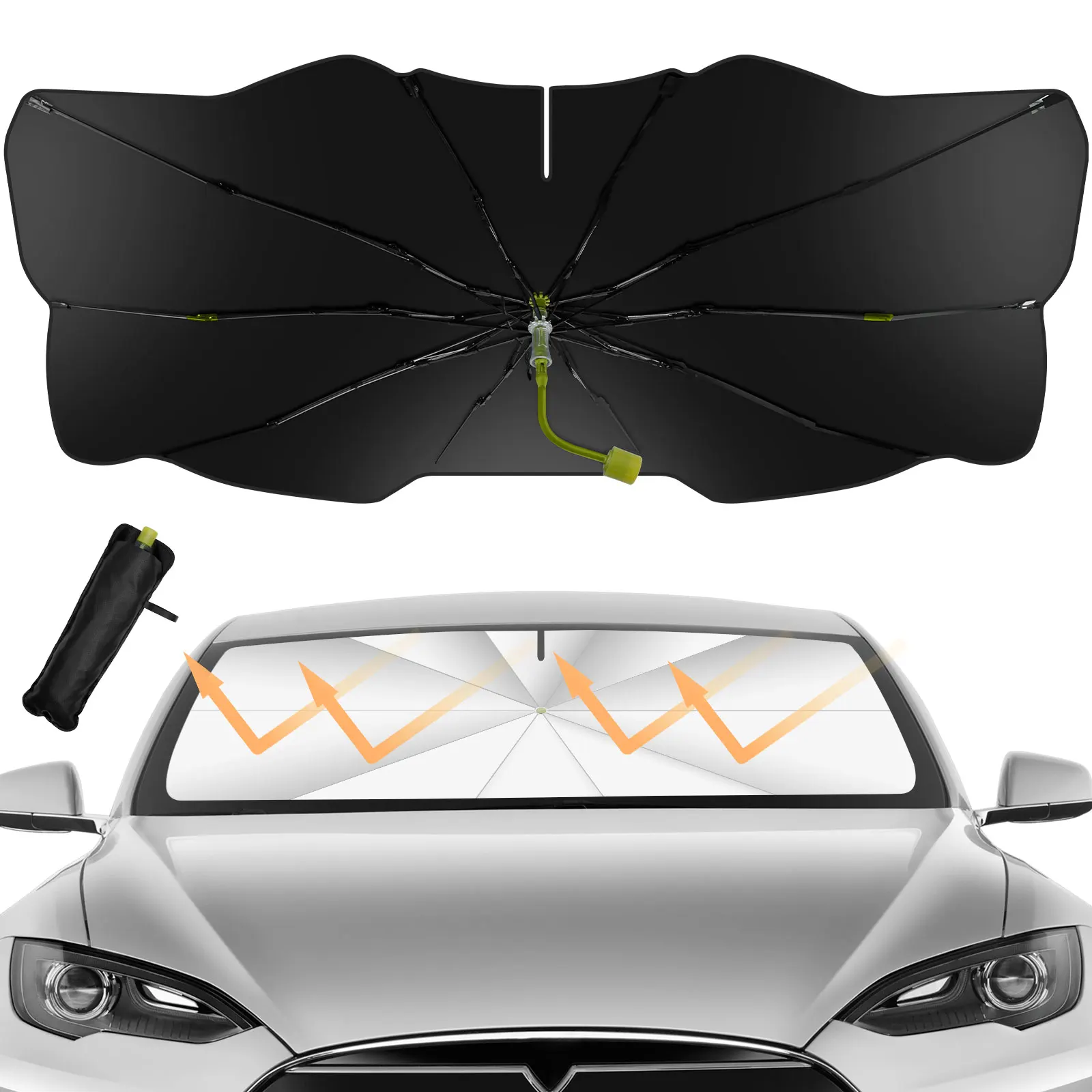 

Car Windshield Sunshade Umbrella Foldable Auto Front Window Umbrella Sturdy Vehicle Interior Sun Shade Visor 360° Bendable