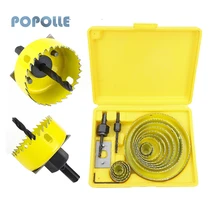 

POPOLLE Woodworking Tool Hole Saw Cutting Wood Metal 19-127mm Drill Crown 5/8/13 Set #50 Steel Wood PVC and Plastic Drilling