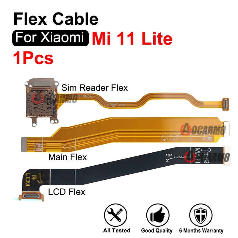 

For Xiaomi 11 Lite Sim Card Reader Flex And Motherboard Connector LCD Screen Main Flex Cable Replacement Parts