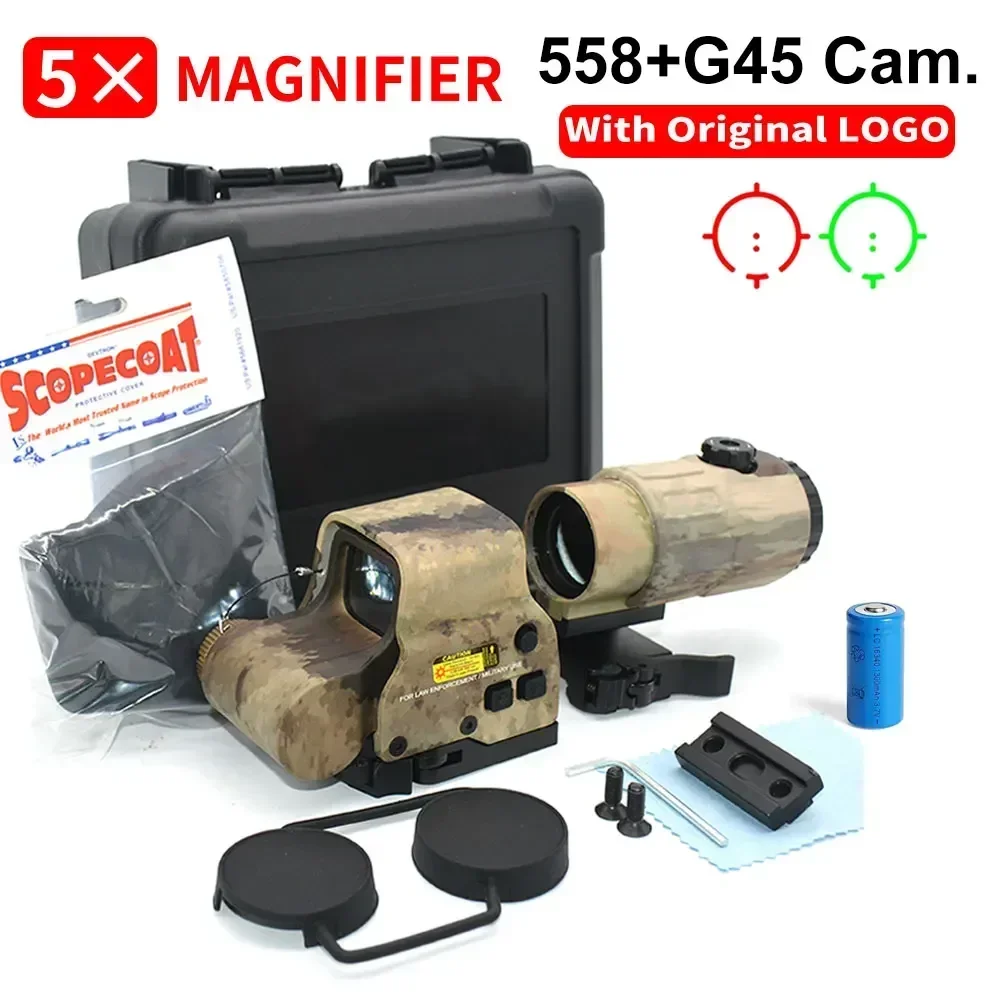 Eotech Holographic Collimator 558 Red Dot Sight G43/G33/G45 3X 5X Magnifier Airsoft Hunting Gear w/ 20mm Rail Mounts & QD Lever red dot sight holographic collimator