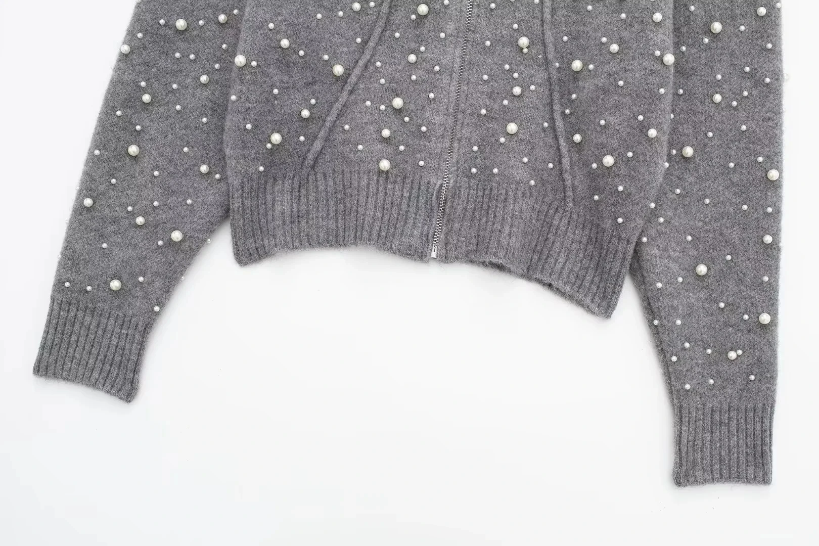 Women's Cardigan Sweaters Pearl Knitted Jackets Knitwear Long Sleeve Jumpers Knit Jackets inszar 2023 Gray Woman Sweaters Jacket