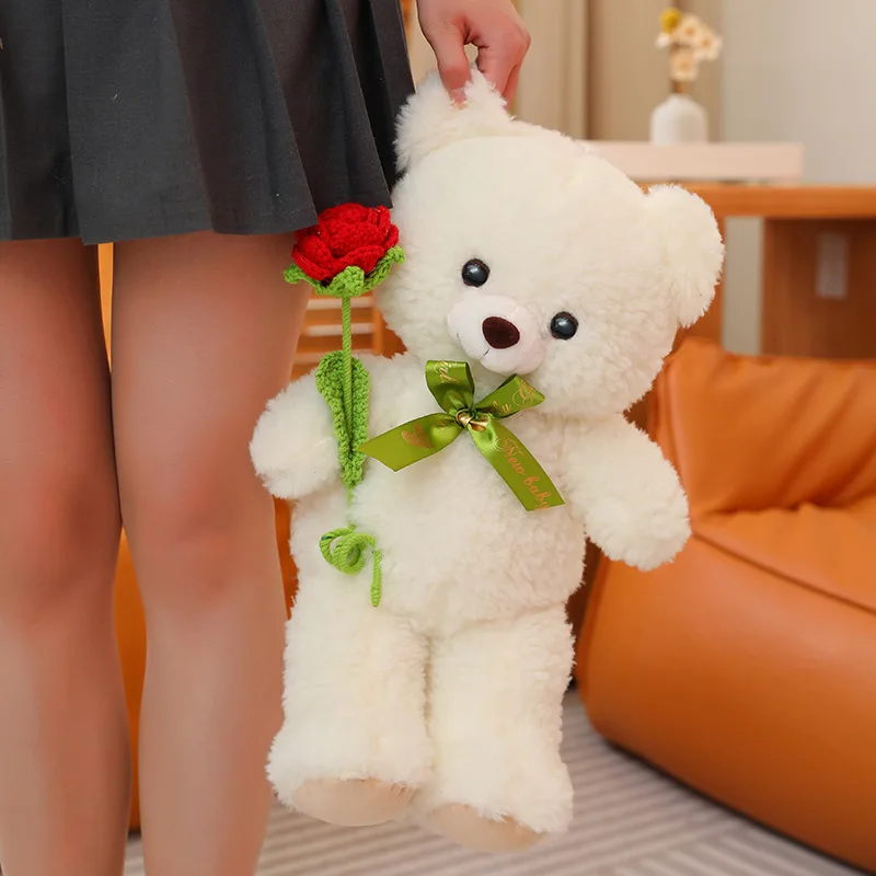 40cm Cute Teddy Bear Hold Rose Plush Toy Kawaii Soft Stuffed Bears Hugging Sunflower Plushies Doll Soft Kids Toys for Girls Gift