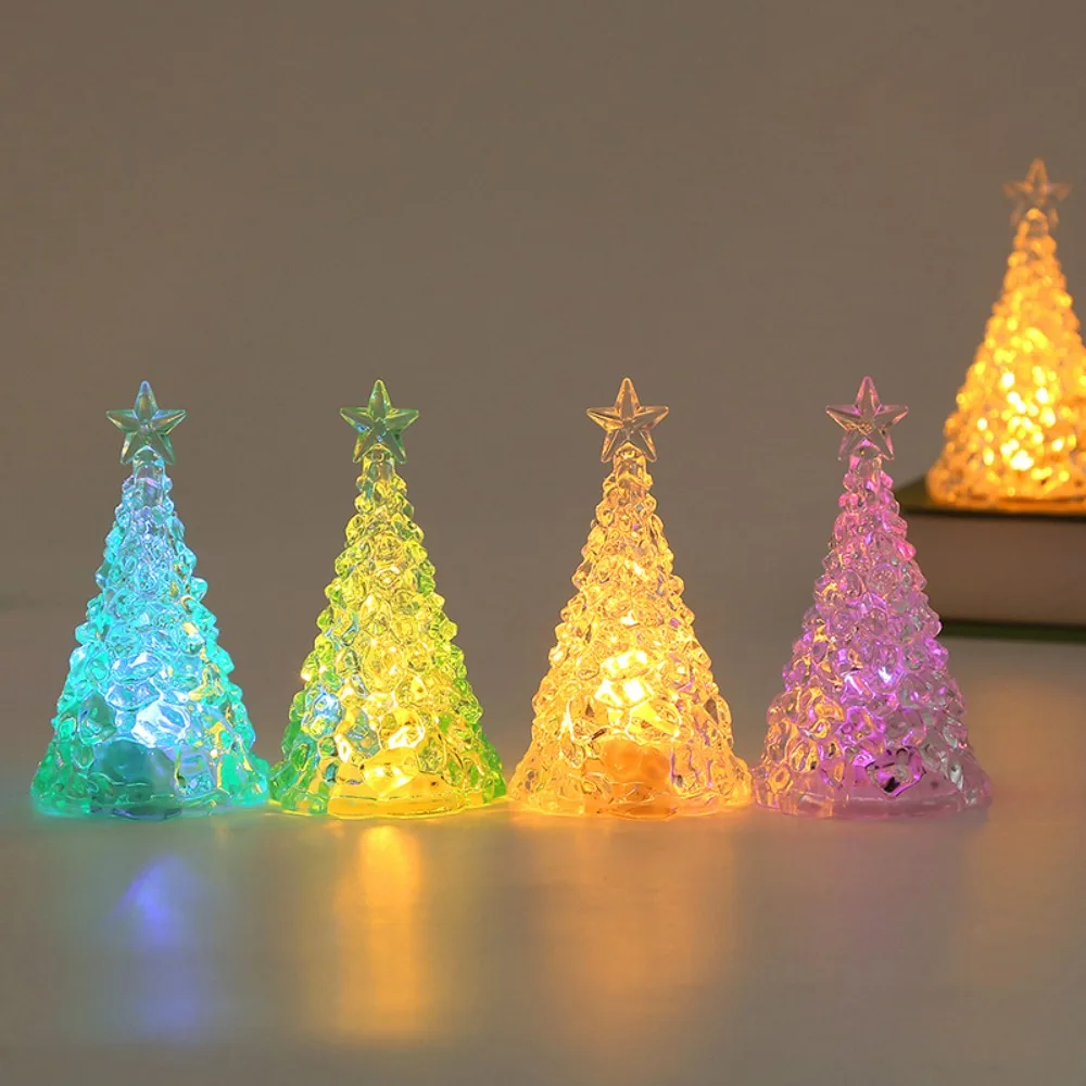 

Transparent Christmas Tree Crystal Lamp Glowing Atmosphere Christmas Tree Night Light Luminous LED Xms Eve Candle Lights