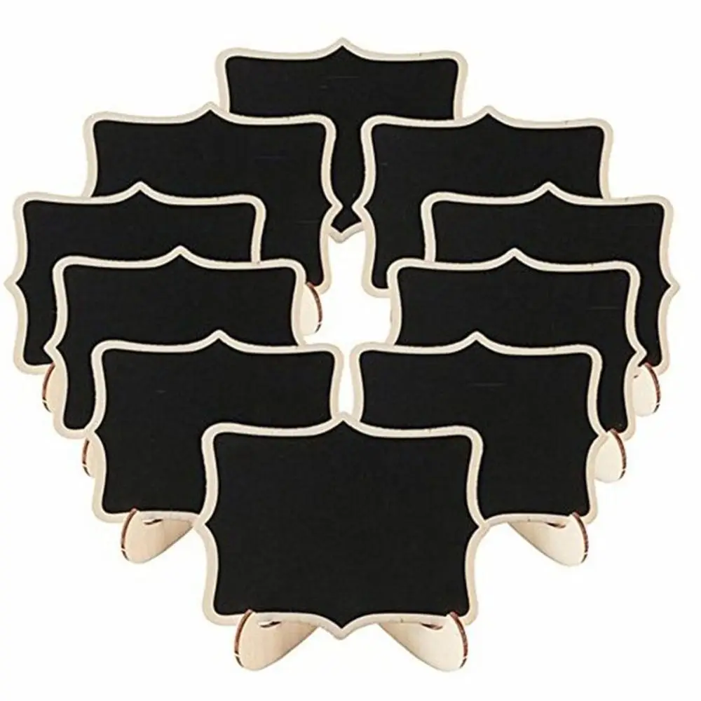 10pcs Mini Lace Shape Chalkboards with Support Message Board Signs Table Place Card Signs for Home Birthday Wedding Party