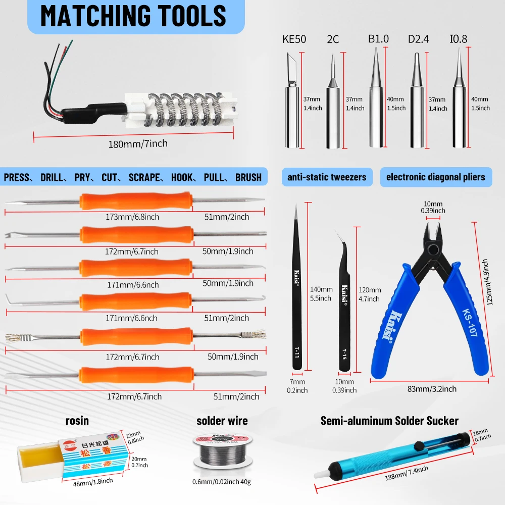 Kaisi 878Pro 700W Soldering Station 2 in 1 Hot Air Gun Solder Station Sleep Mode Electronics Soldering Iron Tools SMD BGA Rework 6