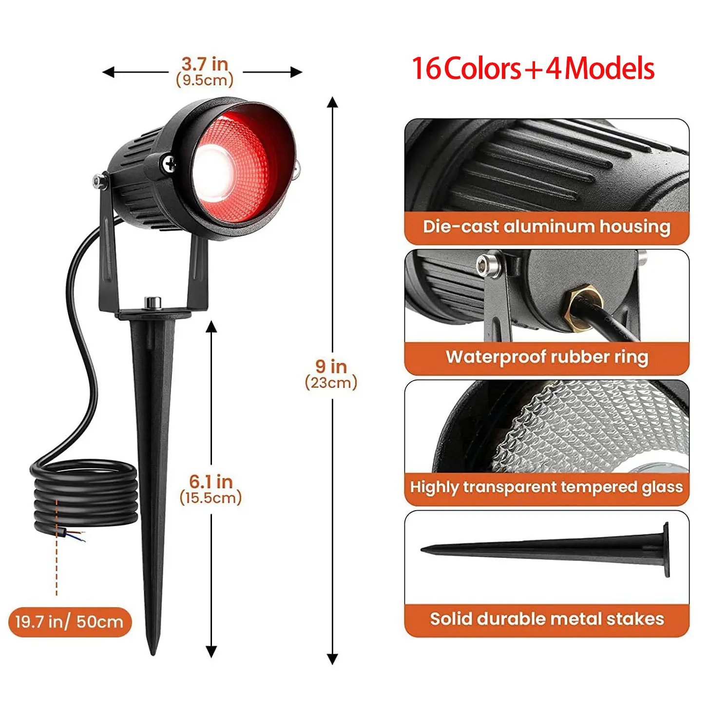 LED Lawn Light Remote Control 16 Colors Dimmable RGBW Spike landscape Spotlight Outdoor For Wall Tree Garden