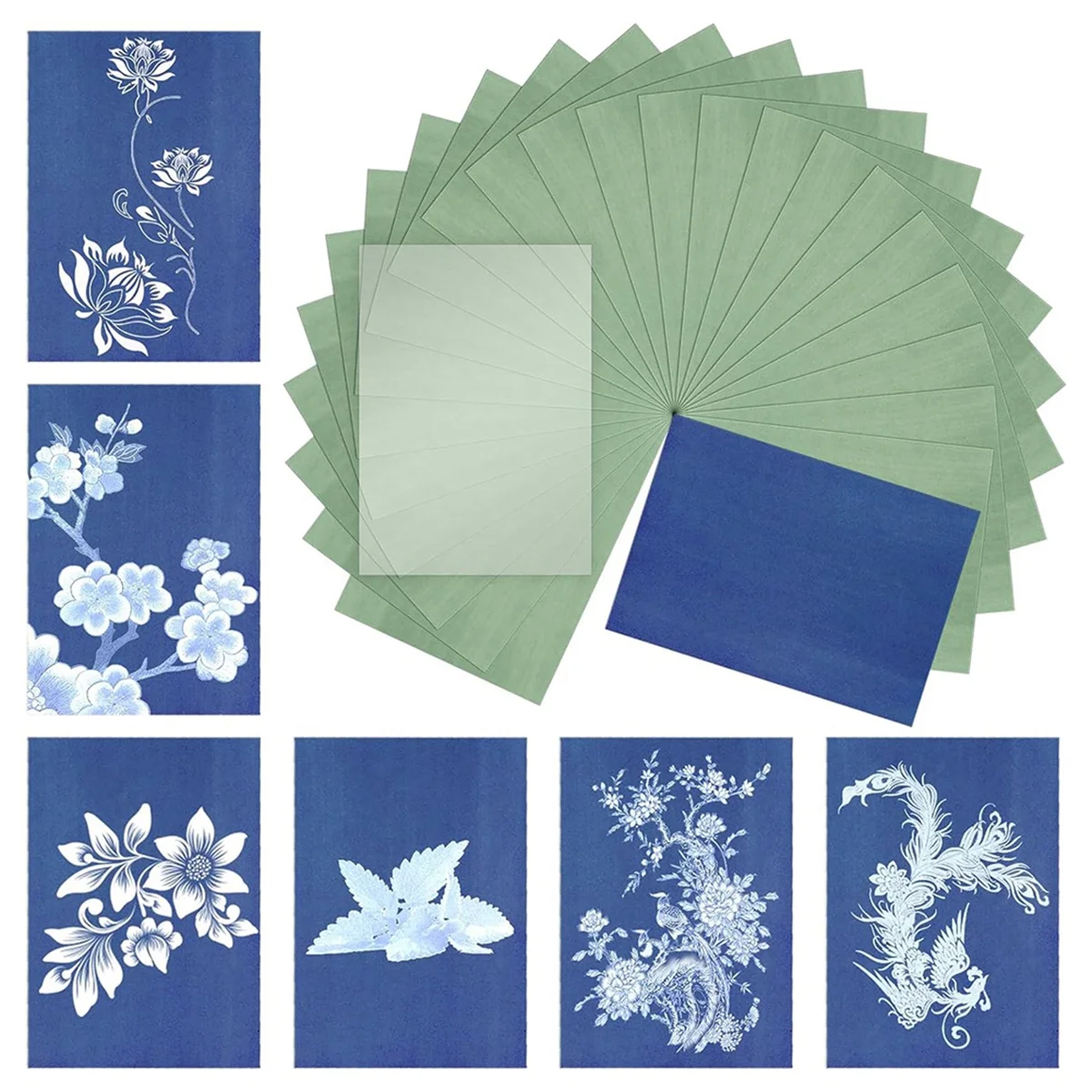 Kayqbonke 36 Pièces Cyanotype Kit - Papier d'Art Solaire Haute Sensibilité Avec Outil en Couvercle en Acrylique Haute Transparence pour Enfants