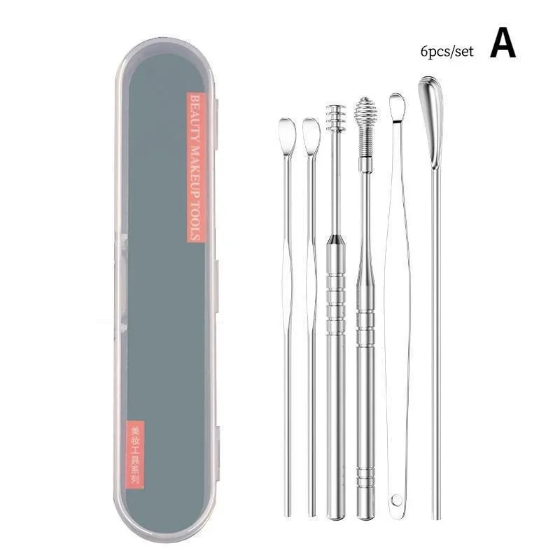 6/7/8Pcs Set Ear Wax Pickers Cleaning Stainless Steel Earpick Wax Remover Curette Ear Pick Cleaner Ears Cleaner Spoon Care Ears