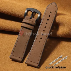 Vintage Suede Silicone Leather Bracelet - Quick Release Sport Wristbelt Accessory - 20mm (DarkBrown - Black)