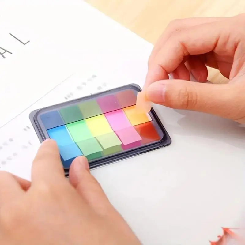 Nuove 100 Fogli di Note Adesive Trasparenti Colorate Impermeabili, Mini Blocchetti Autoadesivi per Planner, Casa, Ufficio e Scuola - immagine 3