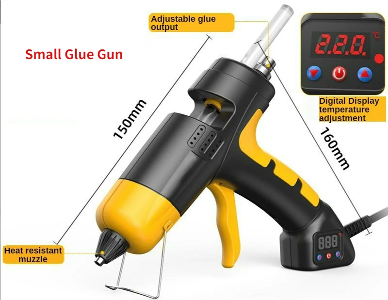 150W Small Hot Glue Gun Digital Display Adjustable Temperature Aluminum Nozzle Use 7mm Sticks DIY Handmade Tools for Children