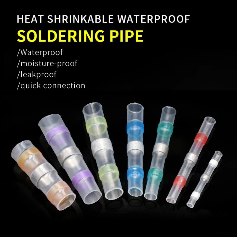 50-300Pcs Waterproof Heat Shrink Tube With Solder Insulated Electrical Wire Terminal Butt Splice Solder Electric Connector Set