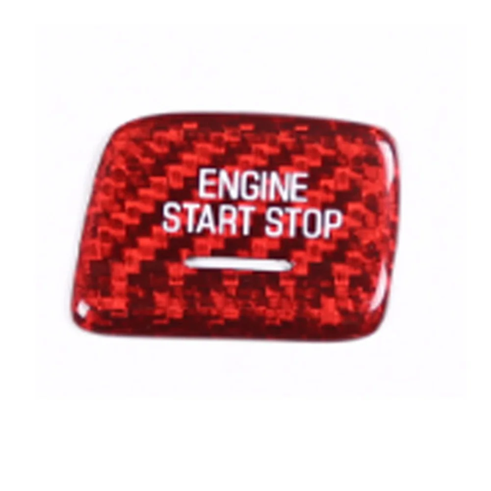 

1PCS Real Carbon Fiber+Epoxy Coating Black/Red Colour Car Start Stop Button Trim Cover For Colvette C7 Automobile Vehicle