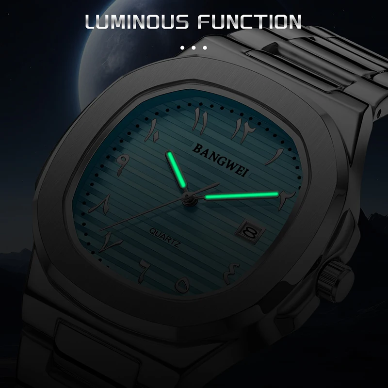 Bangwei Fashion Man Watch Waterproof Luminous Date Stainless Steel Business Men Quartz Watches Luxury Lige Men's Watches Reloj, Alina Gadgets