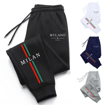 2025 Vendita calda Milano City Pantaloni da jogging stampati Pantaloni sportivi sportivi casual autunno inverno da uomo di alta qualità Abbigliamento da corsa all'aperto 1