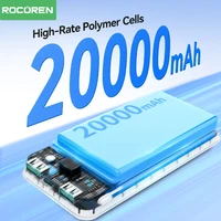 Rocoren 22.5W Power Bank 20000mAh QC PD 3.0 Fast Charge PowerBank Portable 10000mAh External Battery For iPad iPhone 17 Pro 3